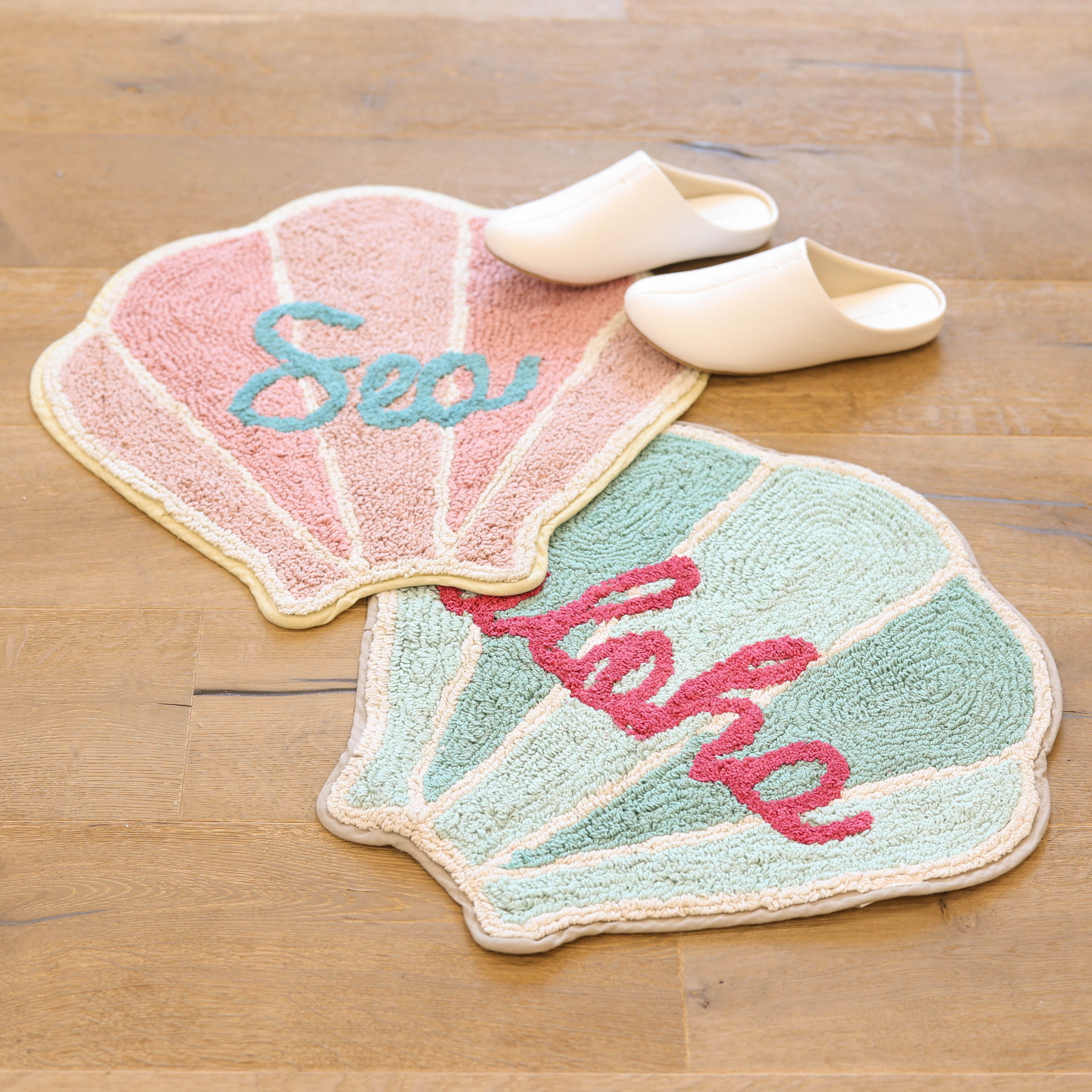 러블리 베이비 핑크 쉘 순면 욕실 발매트