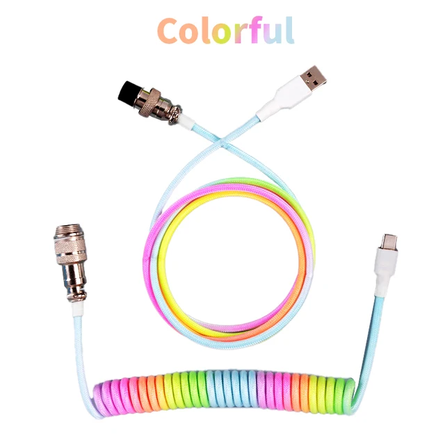 키보드 항공케이블 눈꽃케이블 키보드선 코일 C타입 USB 연결 그린 3.0m - 상세 이미지 5