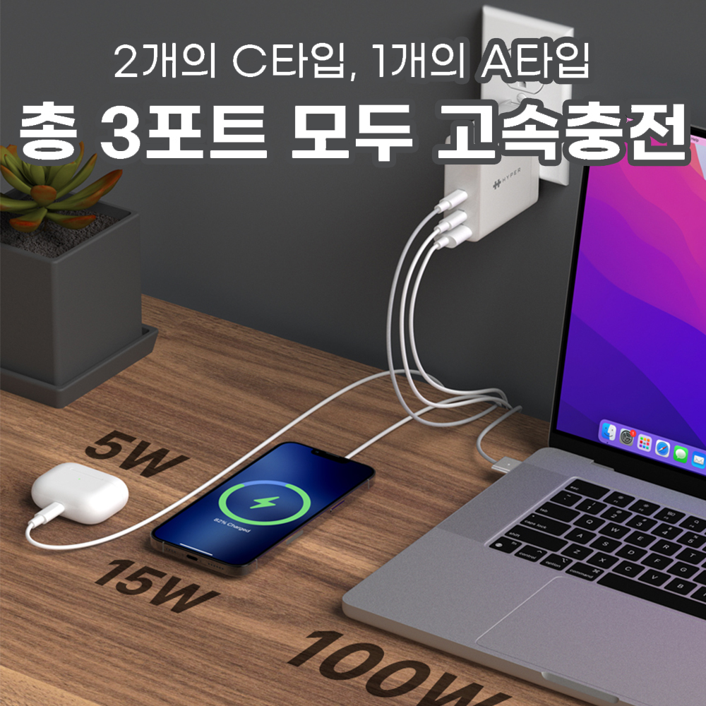 하이퍼주스 140W PD 멀티 충전기 HJG140+전세계 해외여행 일본 홍콩 플러그 제공 이미지 8