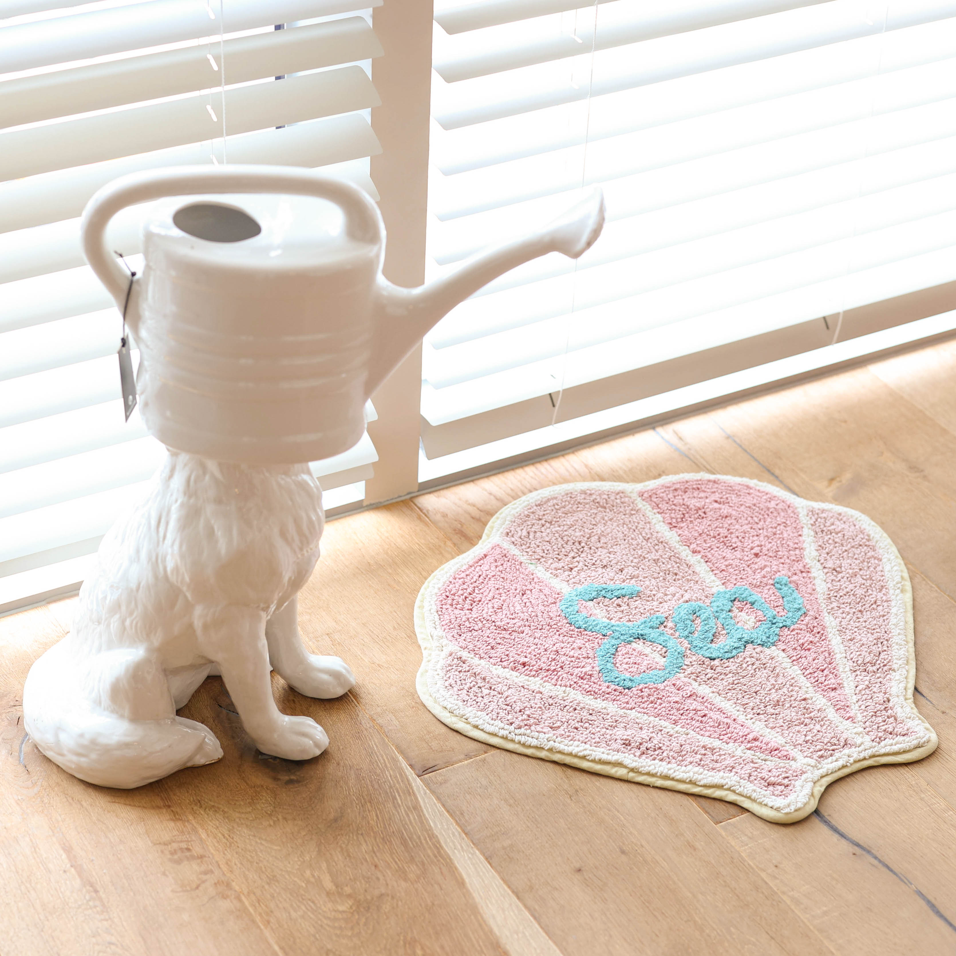 러블리 베이비 핑크 쉘 순면 욕실 발매트