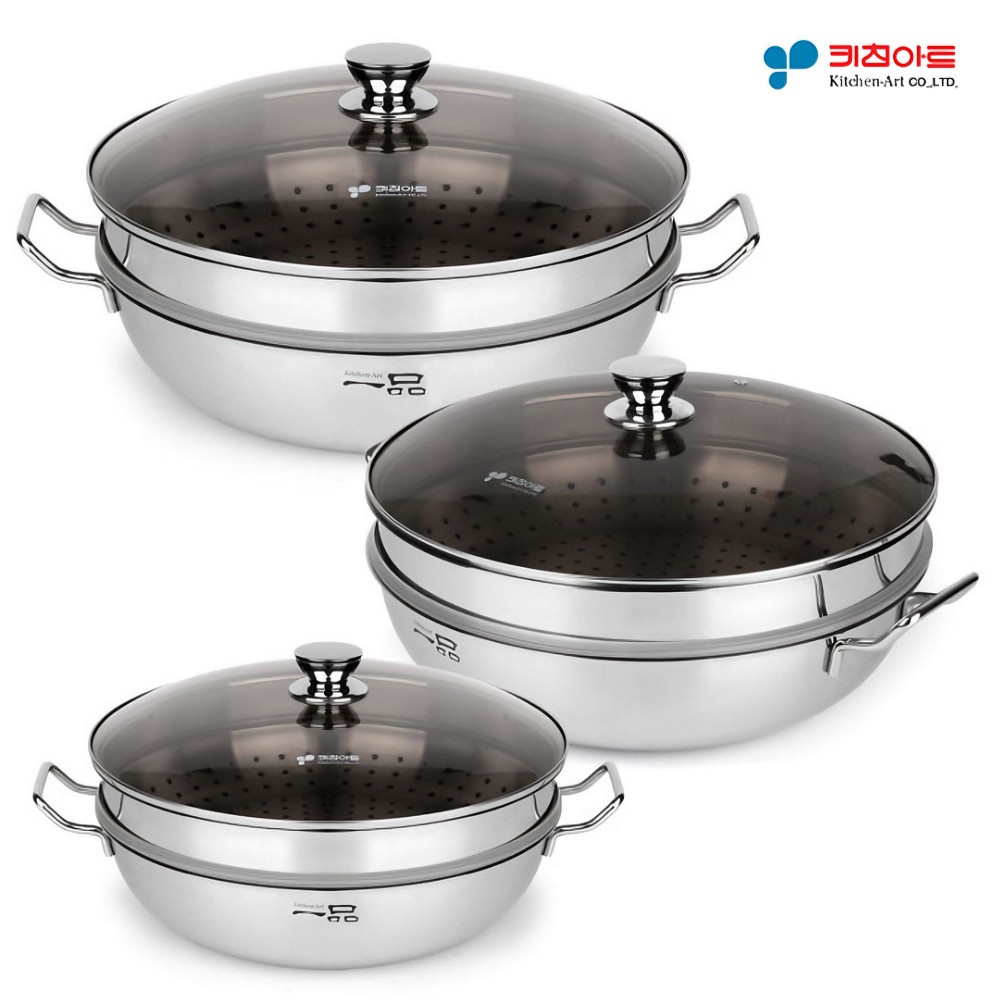 스텐 IH인덕션 찜냄비 대형 찜솥 대용량 찜통 호빵 수육 만두 생선 대게 떡 야채 채소