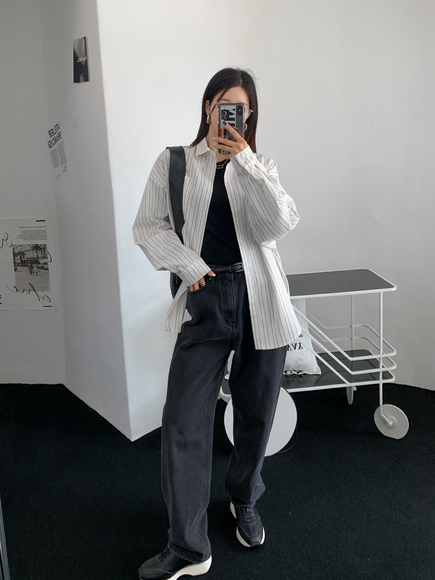 로라벨 아렌 스트라이프 셔츠 오버핏 면 린넨셔츠 남방 블라우스 여자 여성 긴팔 롱 가을 - 상세 이미지 4