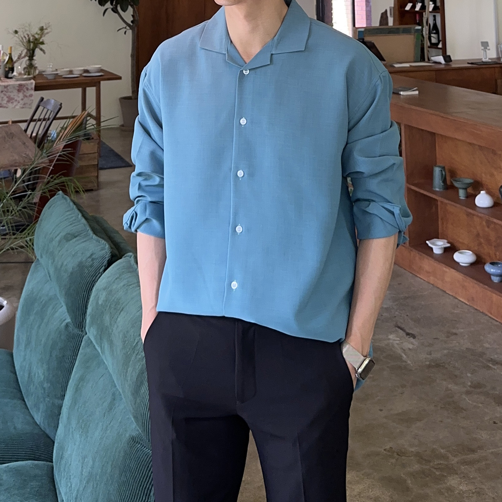 남자 셔츠 오버핏 링클프리 여름 마 남방 남자린넨셔츠 - 상세 이미지 3