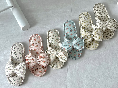 봄봄 미니플라워 삼중 3중 쿠션 세겹 3겹 면 실내화 거실화 퀼트 슬리퍼 층간소음