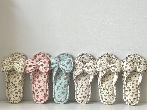 봄봄 미니플라워 삼중 3중 쿠션 세겹 3겹 면 실내화 거실화 퀼트 슬리퍼 층간소음