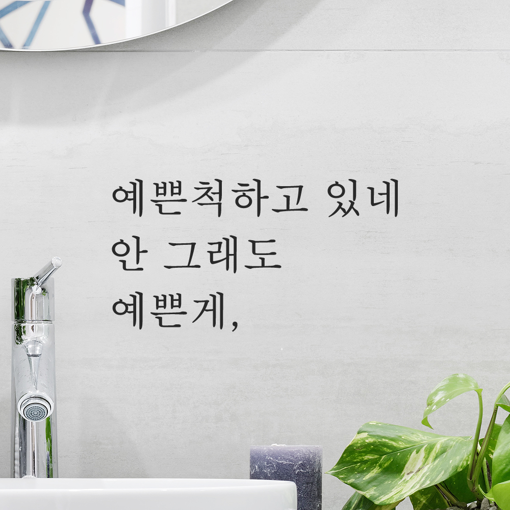 레터링 거울 스티커 예쁜척하고 있네 안 그래도 예쁜게 검정S 이미지 7