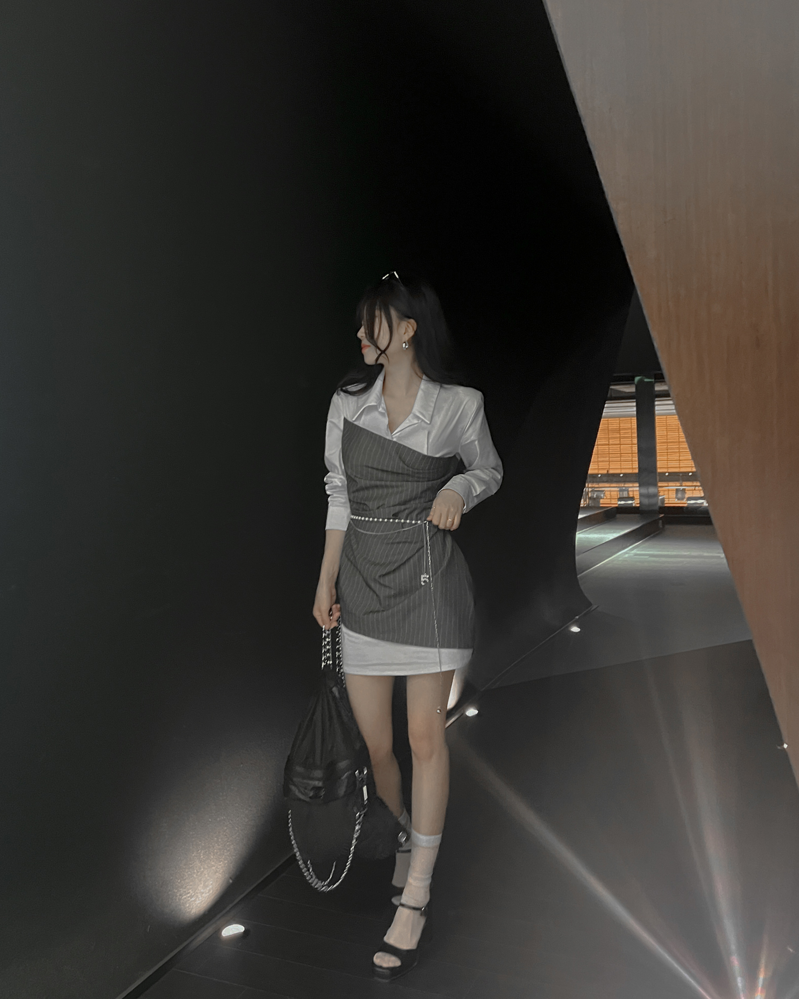 스트라이프셔츠원피스 셔츠형원피스 정장원피스 이미지 7