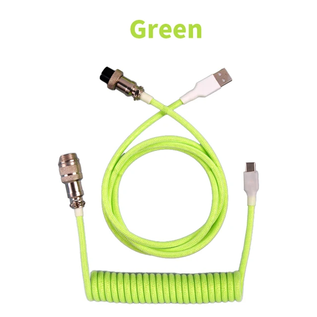 키보드 항공케이블 눈꽃케이블 키보드선 코일 C타입 USB 연결 그린 3.0m - 상세 이미지 2