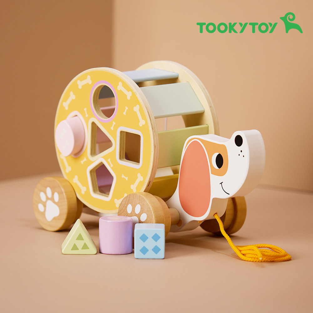 [투키토이] 강아지도형끌기 아기걸음마 풀어롱강아지 도형맞추기 원목걸음마 Tookytoy - 상품 이미지