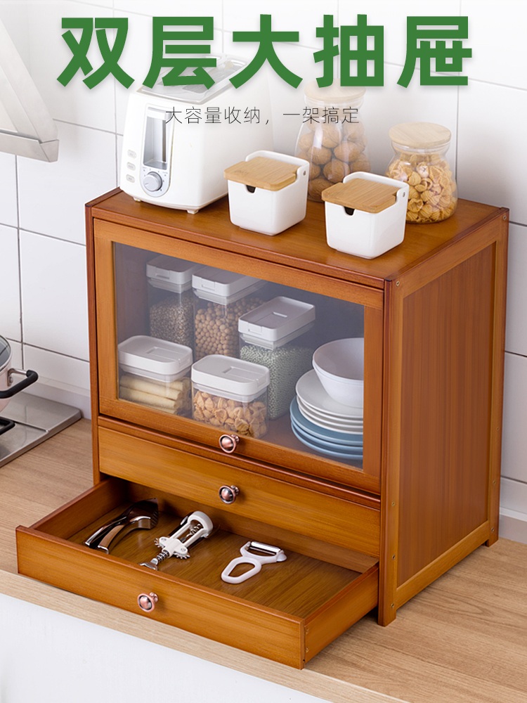 주방 수납장 틈새장 냉장고장 홈카페 팬트리장 부엌 싱글서랍 2단 42cm (투명 플립도어) - 상세 이미지 4