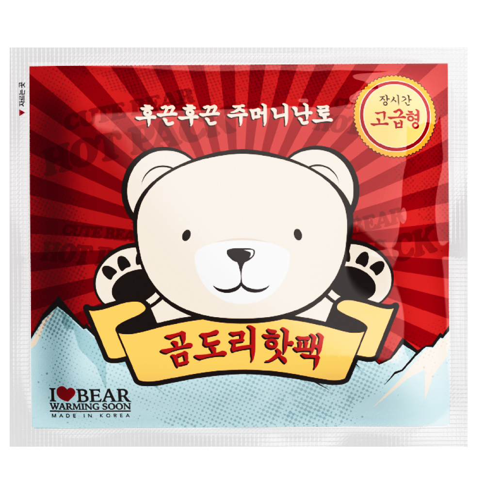 후끈후끈 곰도리 고급형 핫팩 95g+중대형 24시간 지속 국내생산 곰돌이 150개 - 상세 이미지 4