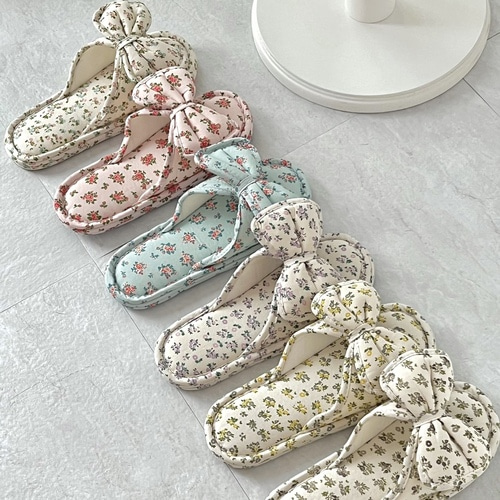 봄봄 미니플라워 삼중 3중 쿠션 세겹 3겹 면 실내화 거실화 퀼트 슬리퍼 층간소음