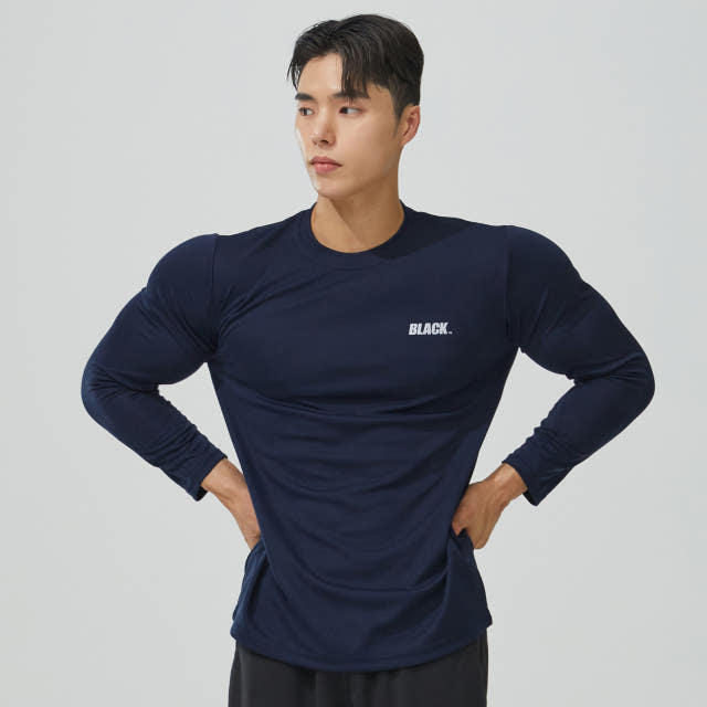 BLACK 긴팔 기능성 티셔츠 운동복 헬스 남성 짐웨어