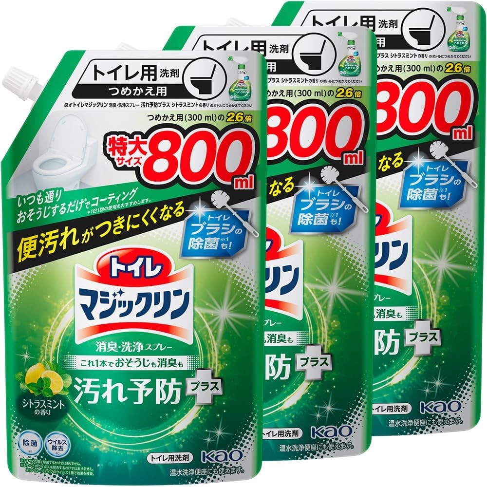 카오 화장실 매직클리너 변기용 세제 리필 800ml 3개세트
