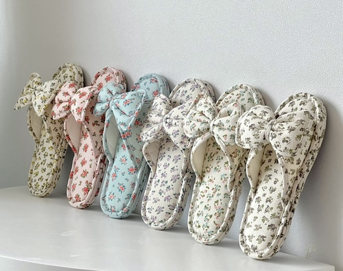 봄봄 미니플라워 삼중 3중 쿠션 세겹 3겹 면 실내화 거실화 퀼트 슬리퍼 층간소음