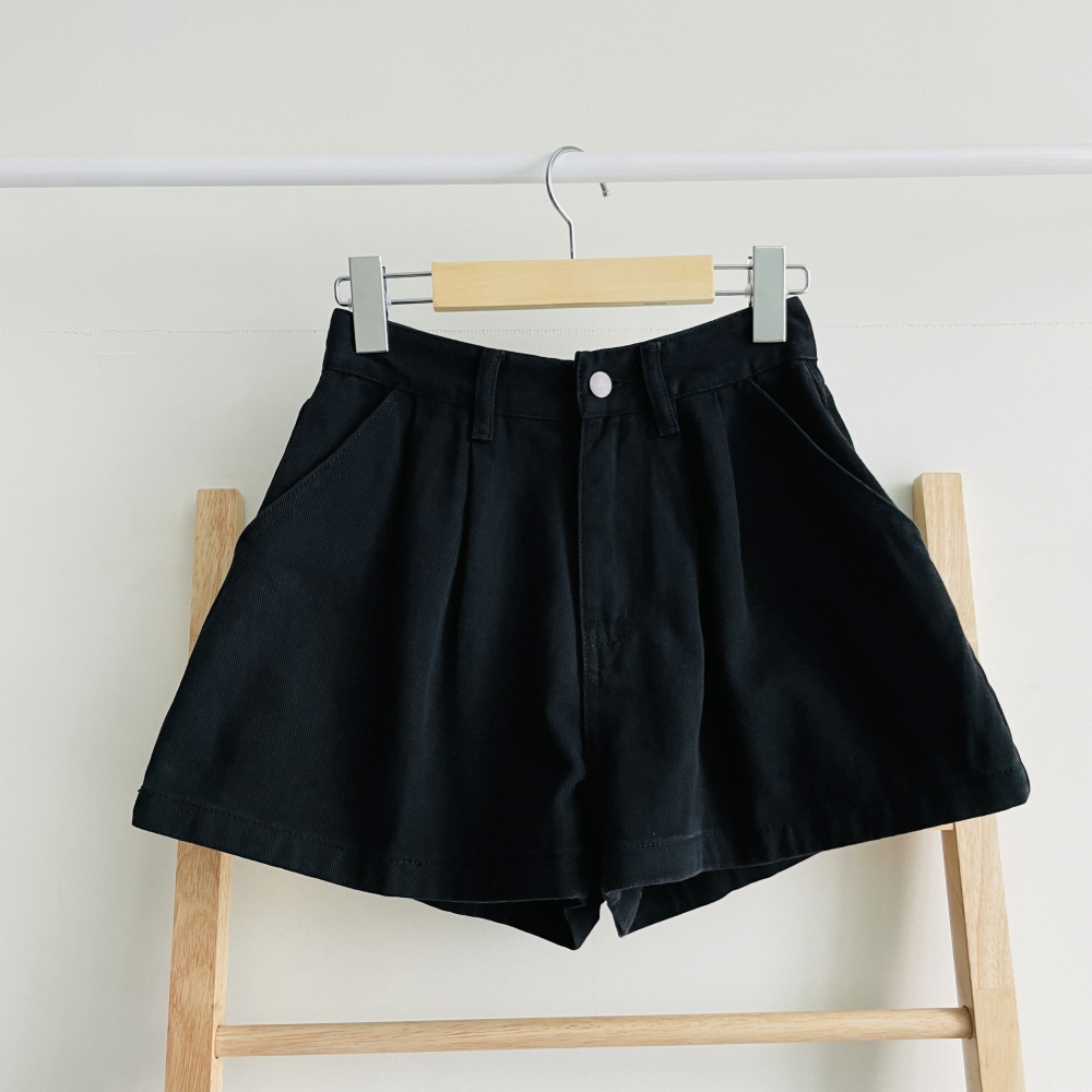 A라인반바지 핀턱반바지 여성 하이웨스트 3부 숏팬츠 이미지 6