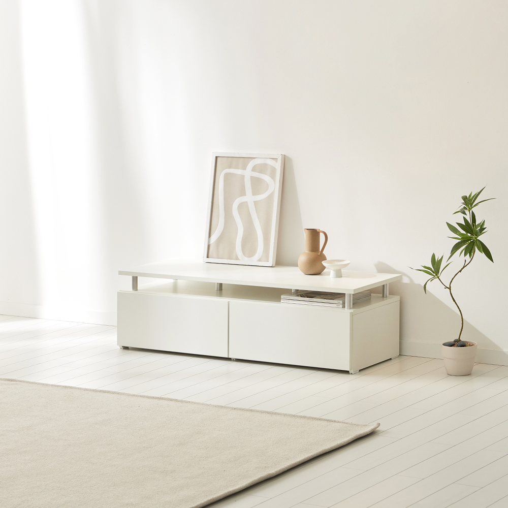 마인 거실장 낮은 티비다이 tv장 장식장 1200, 화이트