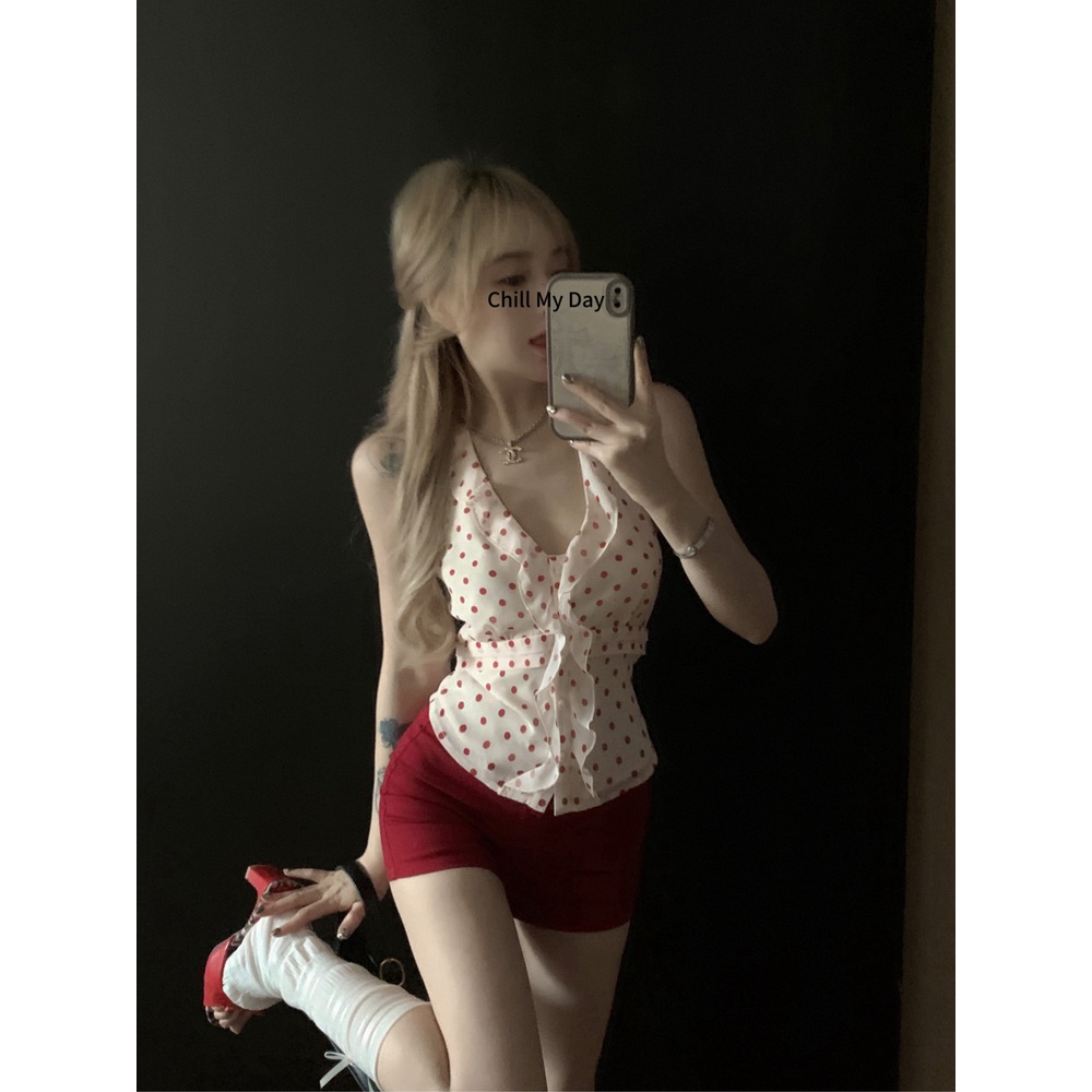 아이브 레이 민소매 블라우스 인스타그램 플라워 셔링 의상 옷 패션 - 상세 이미지 4
