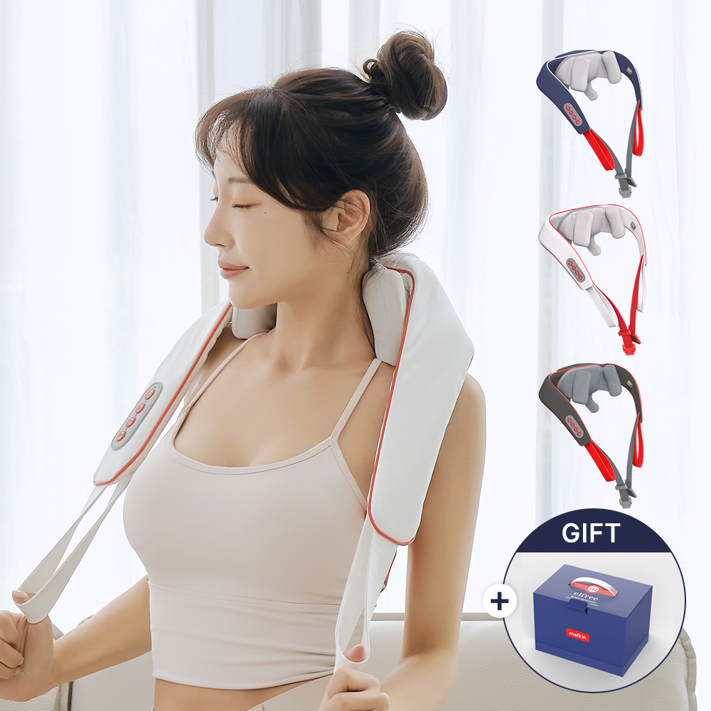 멜킨 목 어깨 마사지기 무선 승모근 마사지 기계 등 허리 경추 뒷목 진동 온열 안마기