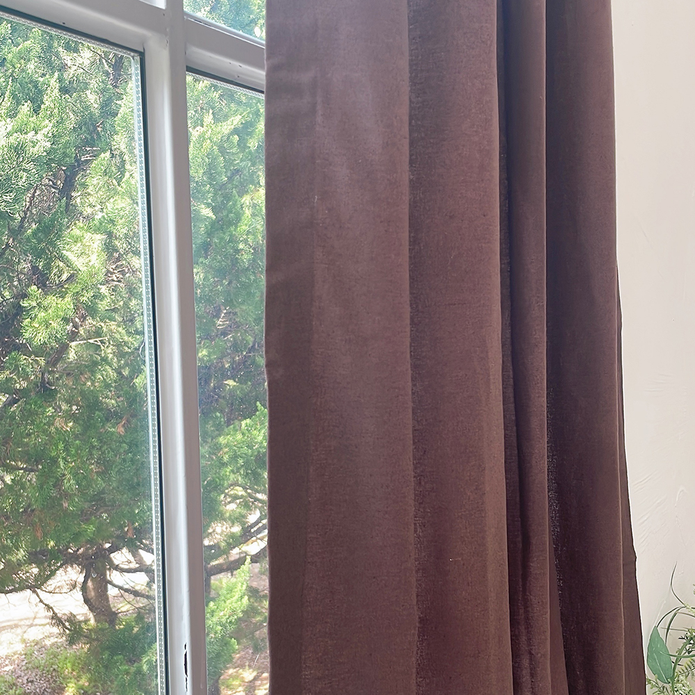 린넨 커튼 브라운 맞춤제작 리넨 거실 작은방