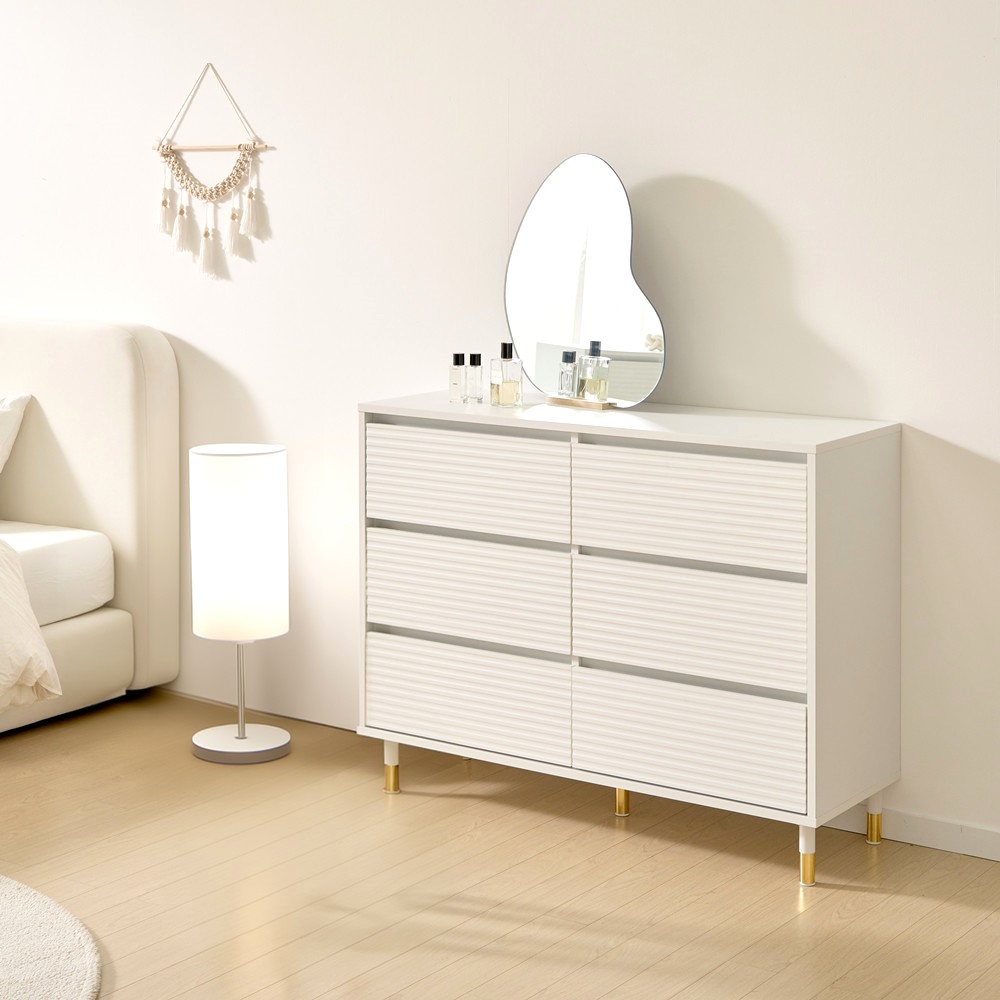 모나코 화장대서랍장 드레스룸 옷 안방 긴 낮은 와이드 1150x400x890mm, 3단, 화이트그레이 - 상세 이미지 2