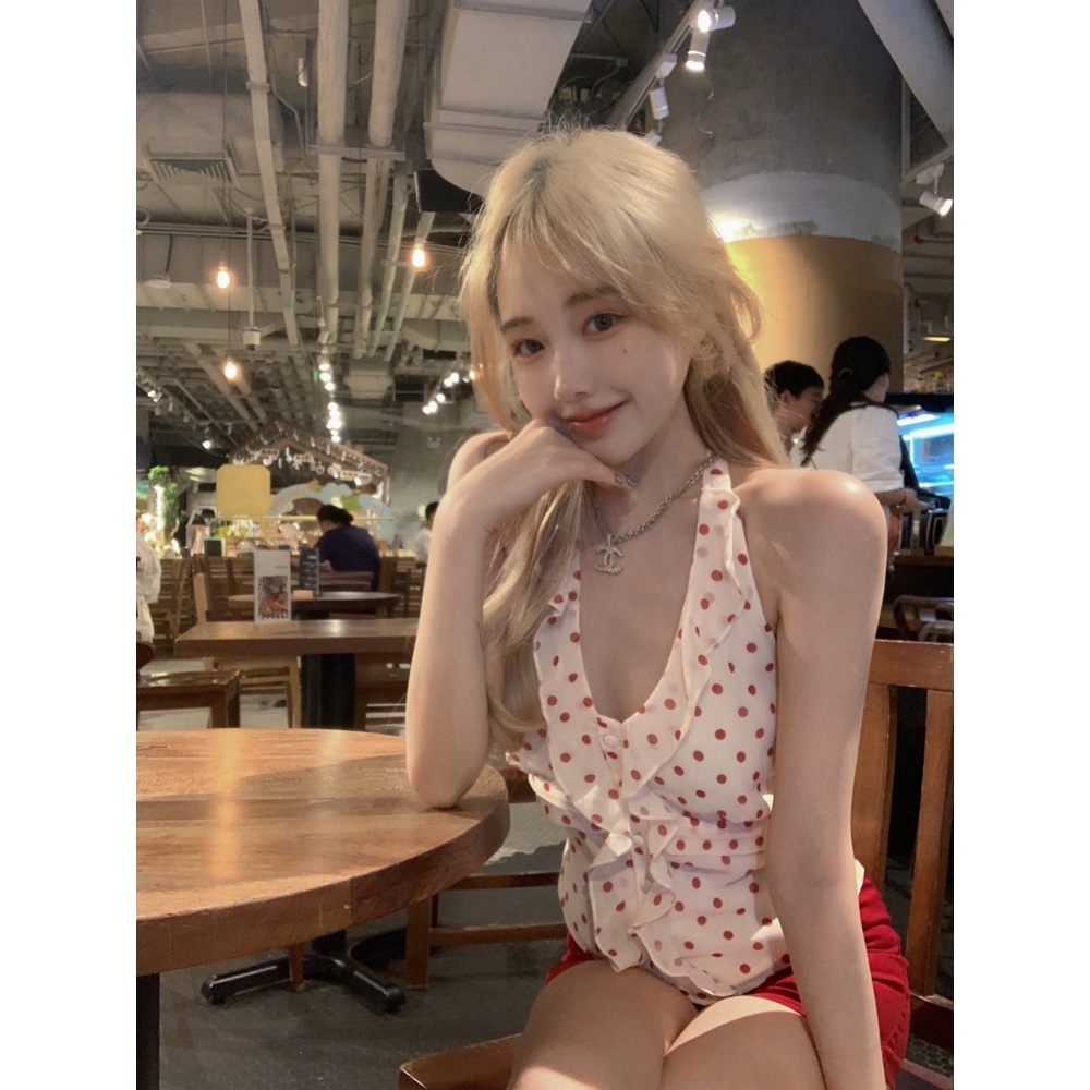 아이브 레이 민소매 블라우스 인스타그램 플라워 셔링 의상 옷 패션 - 상세 이미지 3