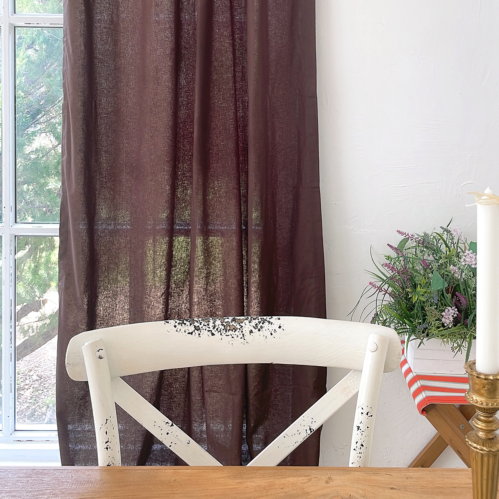 린넨 커튼 브라운 맞춤제작 리넨 거실 작은방