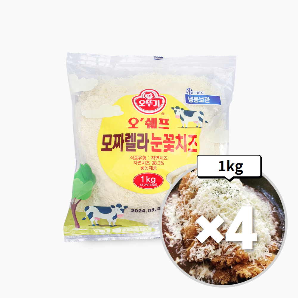 오뚜기 모짜렐라눈꽃치즈 1kg, 4개 - 메인 이미지