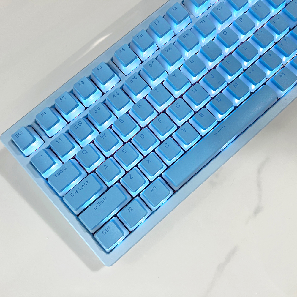 푸딩 투명 키캡 스카이블루 LED RGB 반투명 OEM PBT 커스텀 키보드키캡 117키