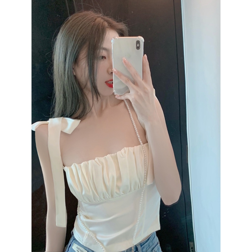 아이브 안유진 나시 블라우스 인스타그램 민소매 리본 의상 옷 패션 - 상세 이미지 4