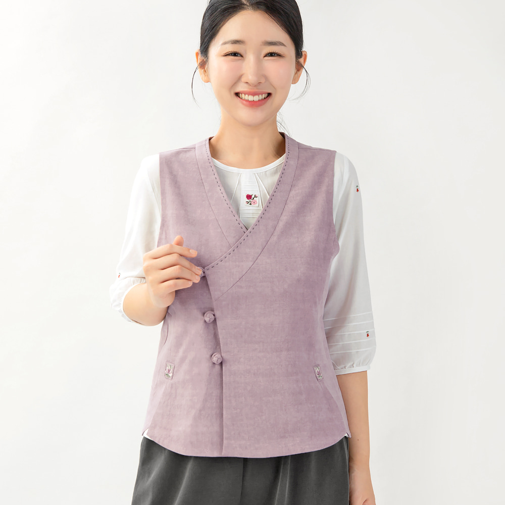 스티치 사선오픈 슬라브면 생활한복 조끼 개량한복 3260 : 조선클로젯