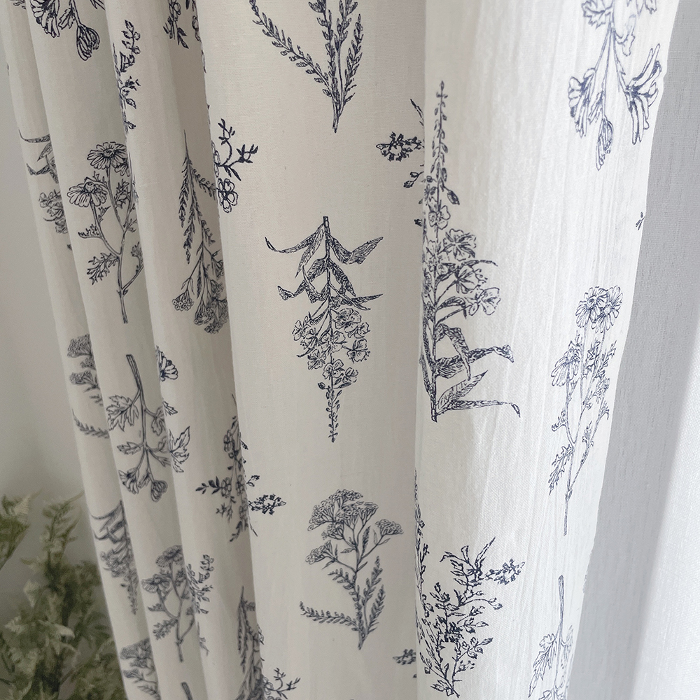 바이아미 스케치 거실 빈티지 프린트 꽃무늬 안방 커튼