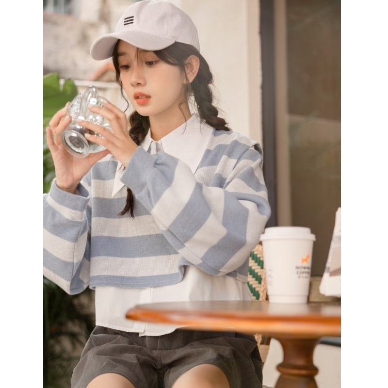 우연일까 8화 김소현 티셔츠 긴소매 이홍주 스트라이프 크롭 의상 옷 패션 - 상세 이미지 4