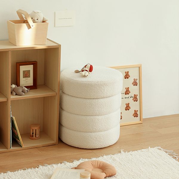 마시멜로우 수납 스툴 의자 부클레 화장대 미니 원형