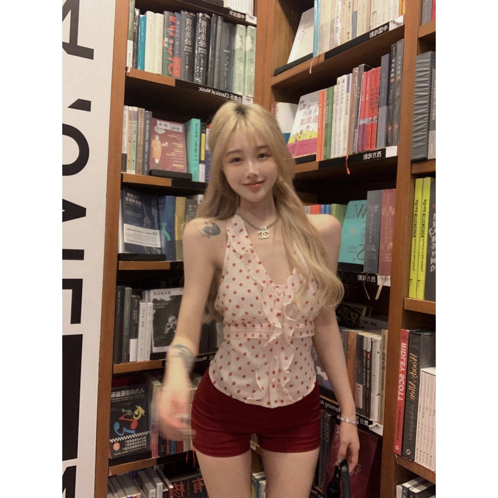 아이브 레이 민소매 블라우스 인스타그램 플라워 셔링 의상 옷 패션 - 상세 이미지 2