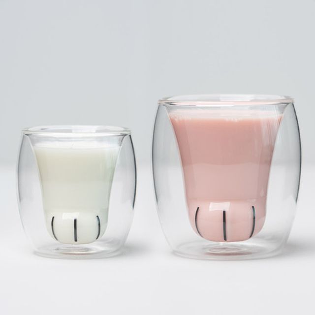 이중유리컵 80ml 고양이발 아이스커피잔 물컵 홈카페 풋프린트80ML : 마켓395