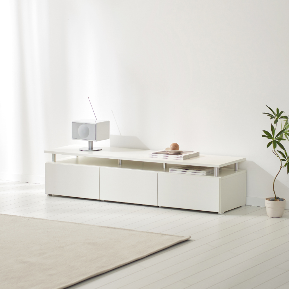 마인 거실장 낮은 티비다이 tv장 장식장 1500, 화이트