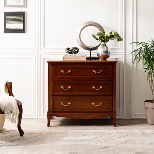 깊은 엔틱 서랍장 3단 원목 서랍장 빈티지 클래식 대형 서랍장