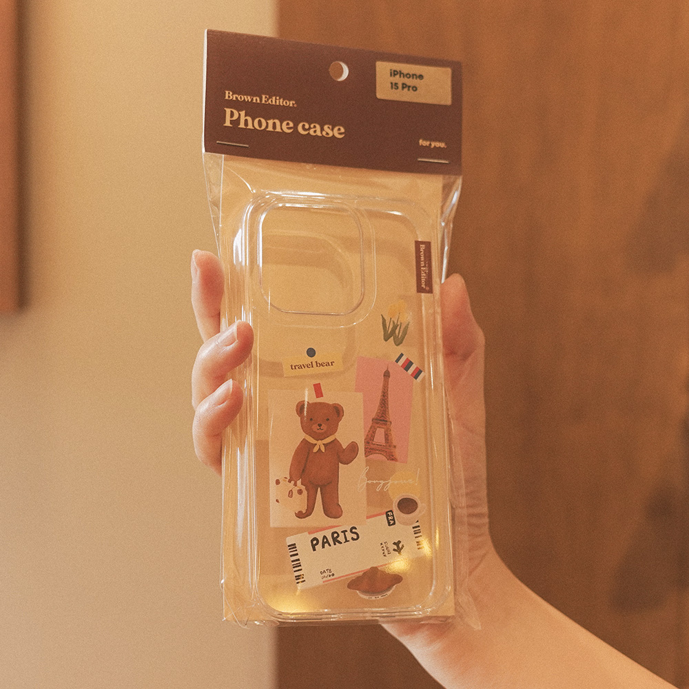 브라운에디터 곰돌이 여행 파리 젤리하드 폰케이스 - 상세 이미지 4