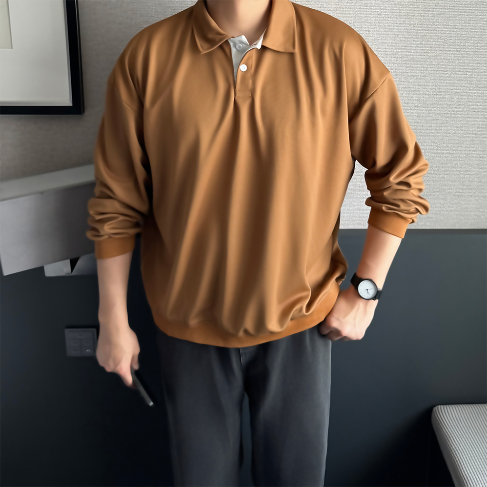 하프집업맨투맨 남자무지맨투맨 어깨넓어보이는옷 - 상세 이미지 2