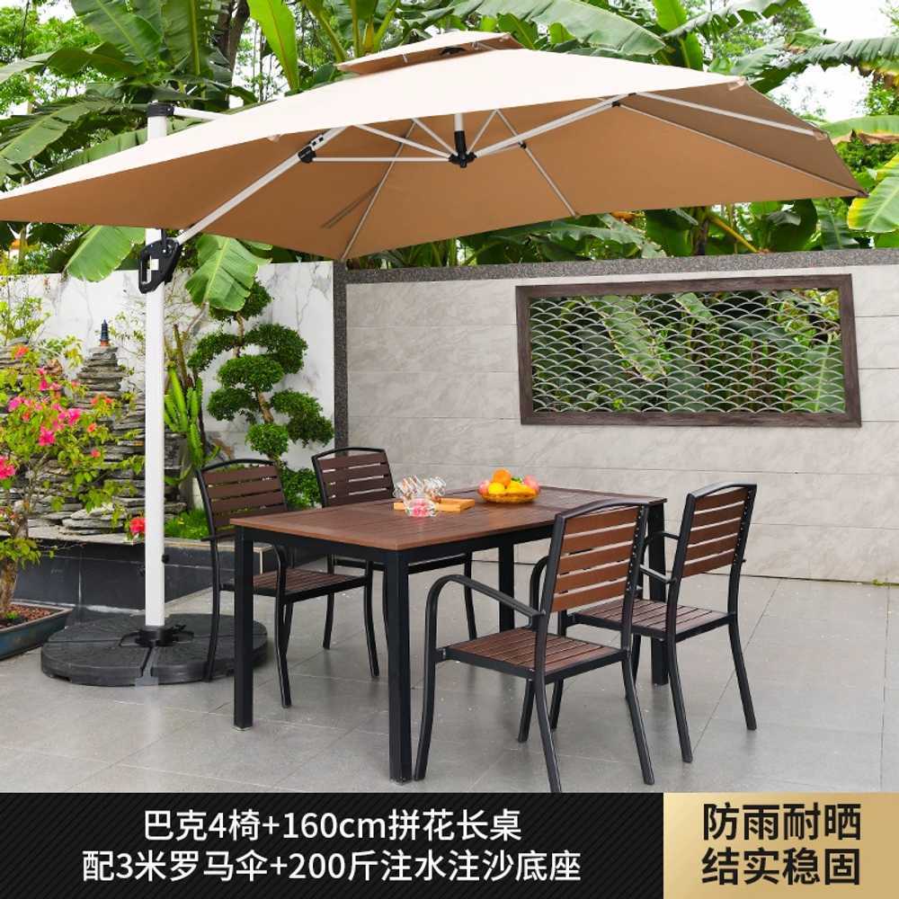 야외 테이블 의자 세트 업소용 옥상 카페 철제 식탁 120cm 6인 - 상세 이미지 2