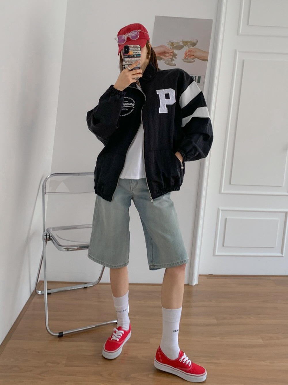바스락 아노락 바람막이점퍼 빅사이즈 여성 가을 간절기 봄 집업 점퍼 아우터 이미지 6