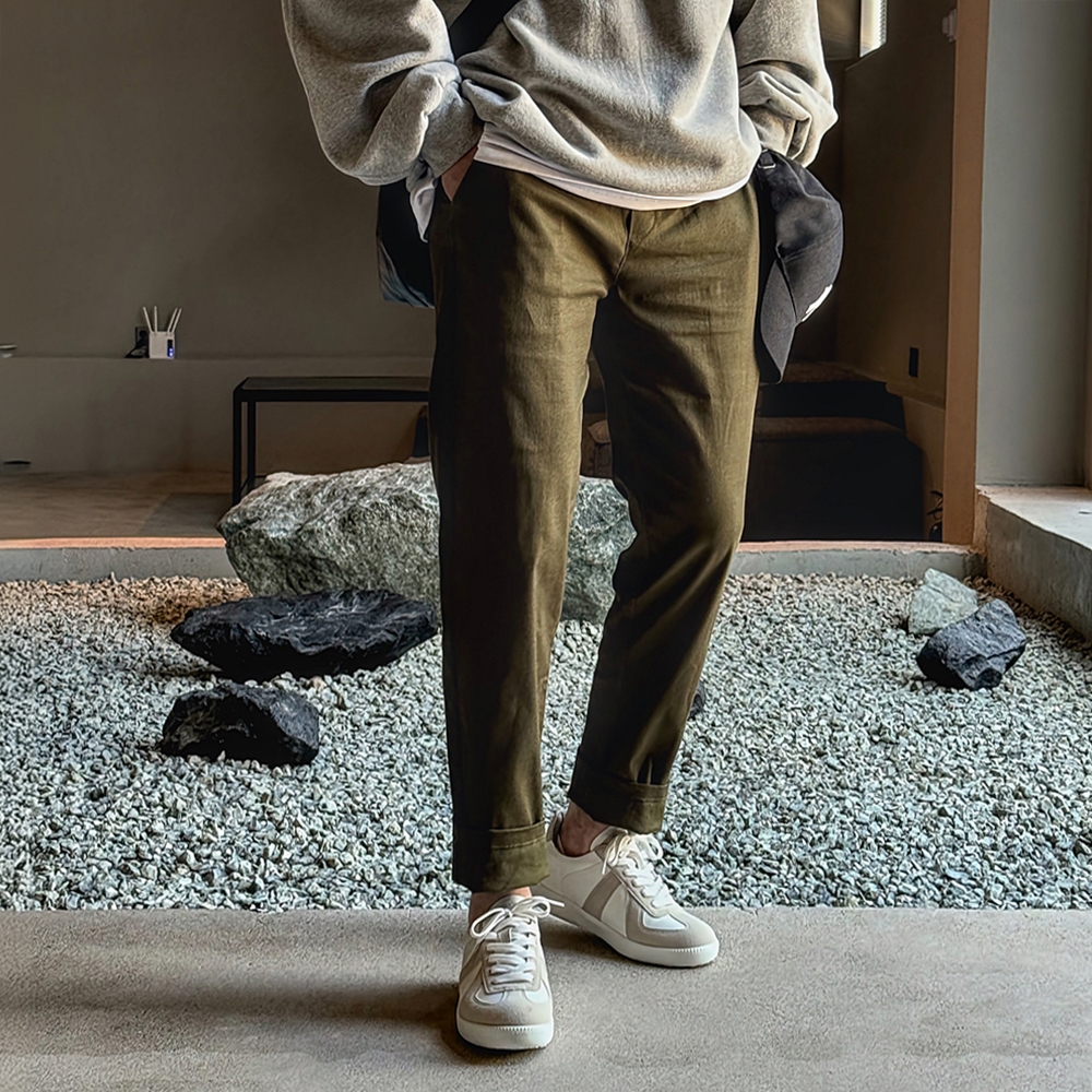 치노팬츠 테이퍼드핏 남자밴딩팬츠 면바지 - 상품 이미지