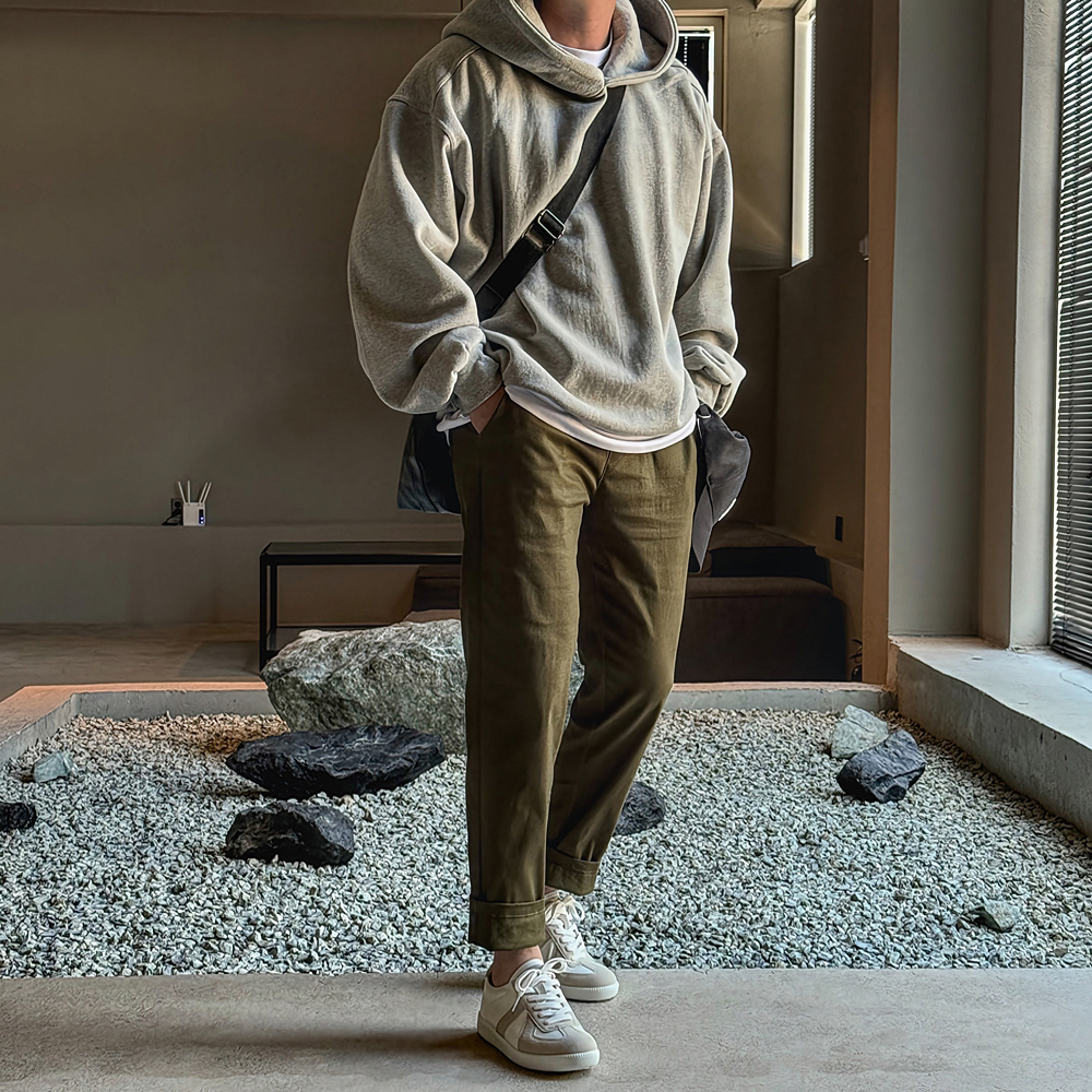 치노팬츠 테이퍼드핏 남자밴딩팬츠 면바지 - 상세 이미지 2