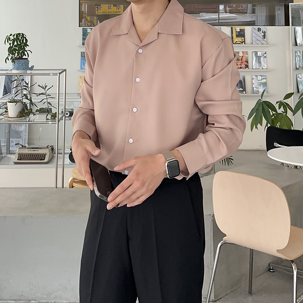 남자셔츠 오버핏 오픈카라 링클프리 흰색 남방 남자와이셔츠 - 상세 이미지 2