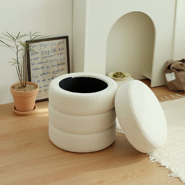 마시멜로우 수납 스툴 의자 부클레 화장대 미니 원형