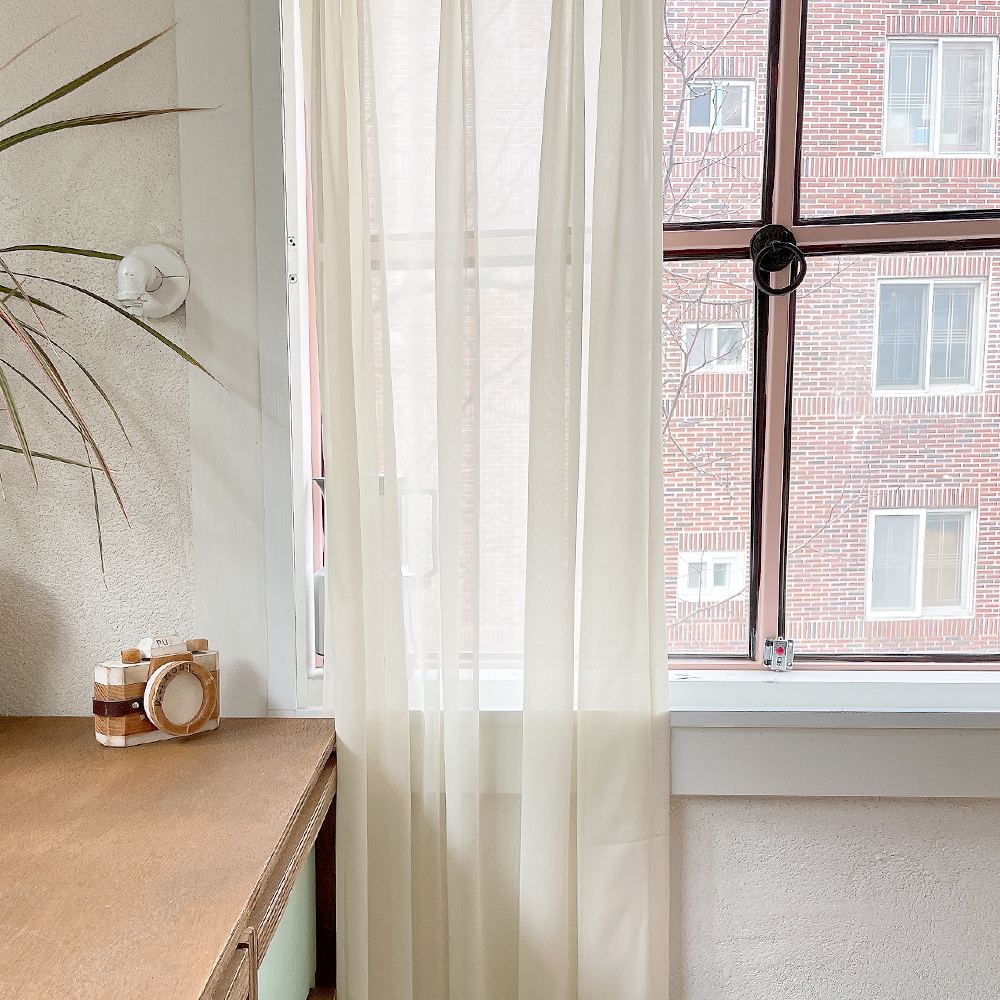 발레리나 쉬폰 속커튼 차르르 아이방 여아 남아 빈티지 레트로 아이보리