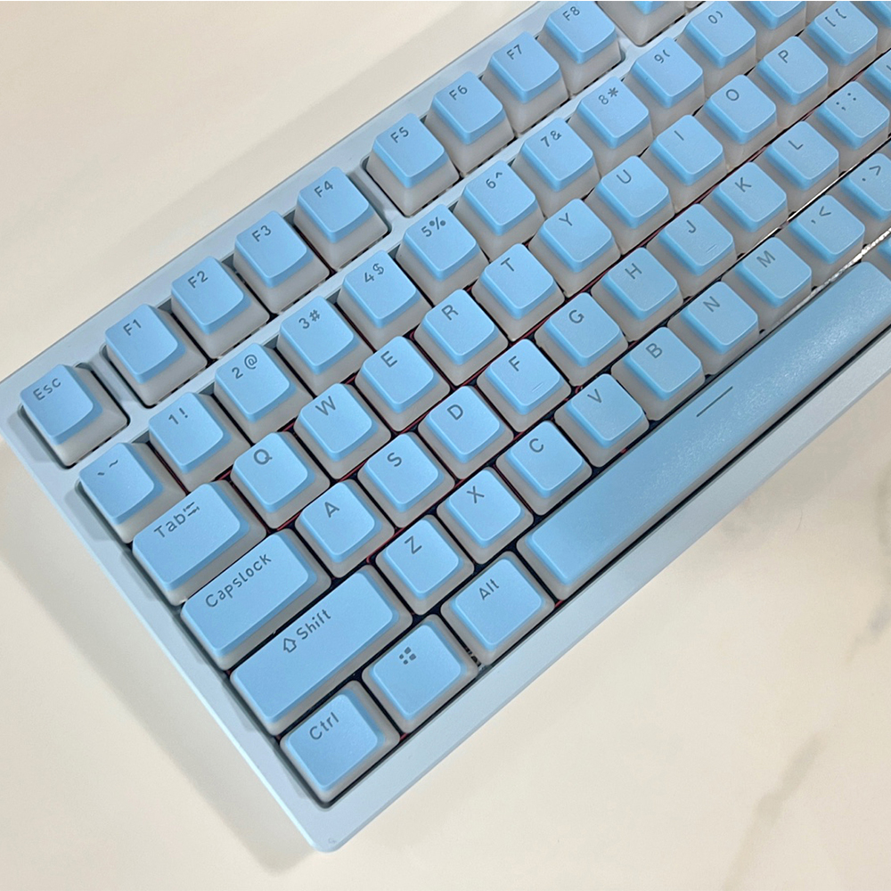 푸딩 투명 키캡 스카이블루 LED RGB 반투명 OEM PBT 커스텀 키보드키캡 117키 - 상세 이미지 4
