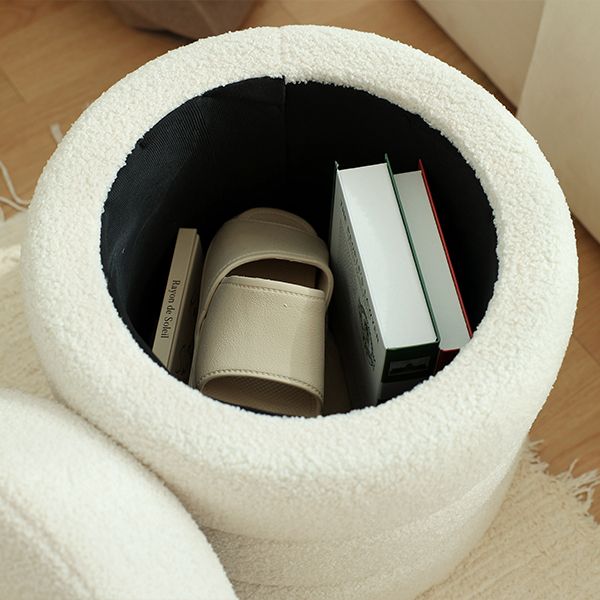 마시멜로우 수납 스툴 의자 부클레 화장대 미니 원형