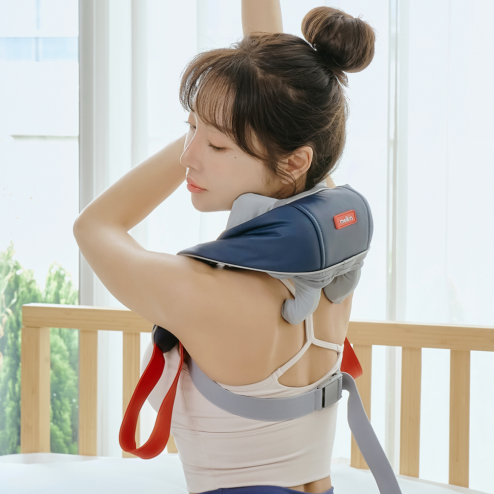 멜킨 목 어깨 마사지기 무선 승모근 마사지 기계 등 허리 경추 뒷목 진동 온열 안마기 이미지 2